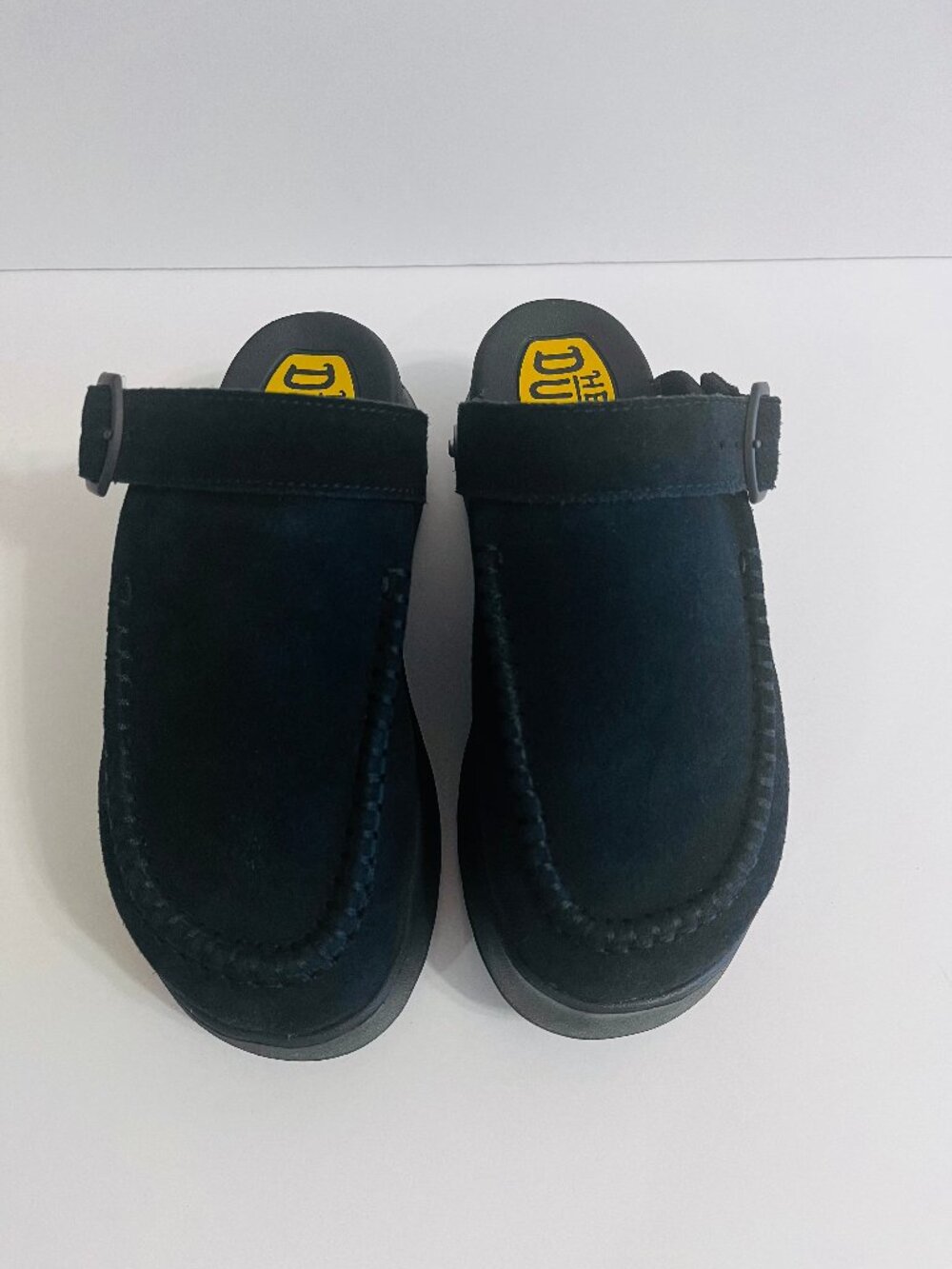 NEW! HEY DUDE Del Ray Clog Slip On Platform Comfort Mule Vegan Suede Black 6 - Picture 6 of 12